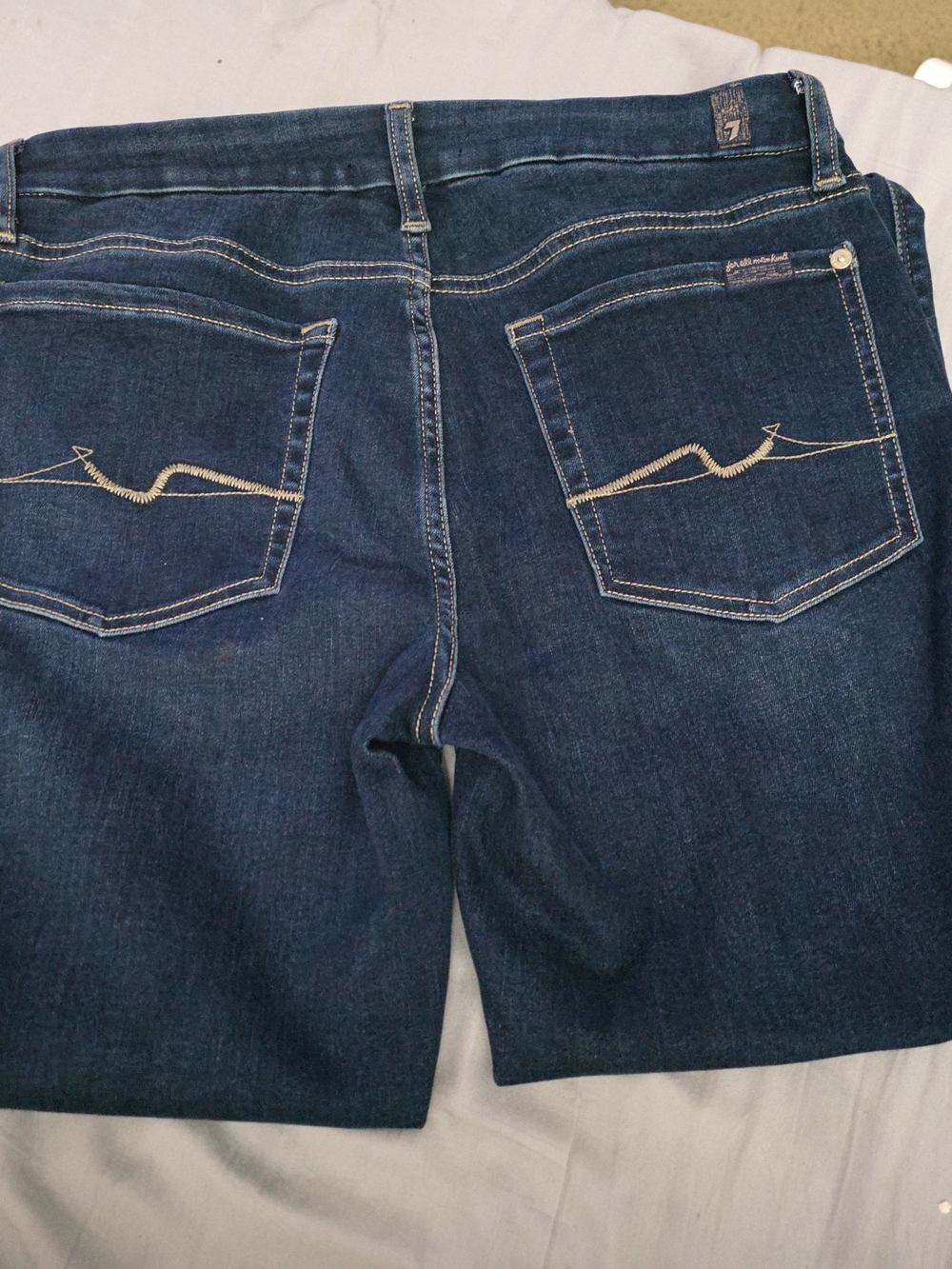 7 For All Mankind Women's Straight Leg Dark Blue Jeans